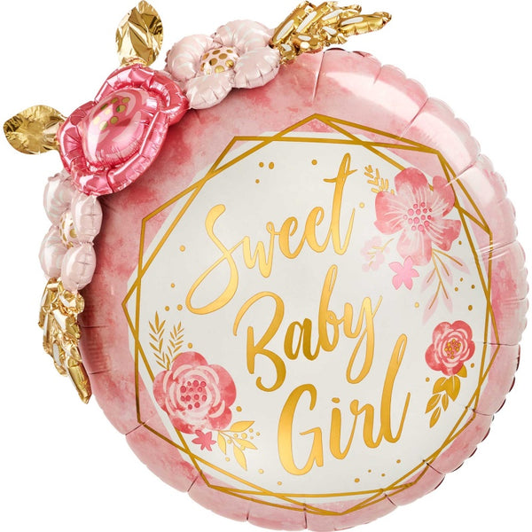 MULTI-BALLOON SWEET BABY GIRL FLORAL GEO P70